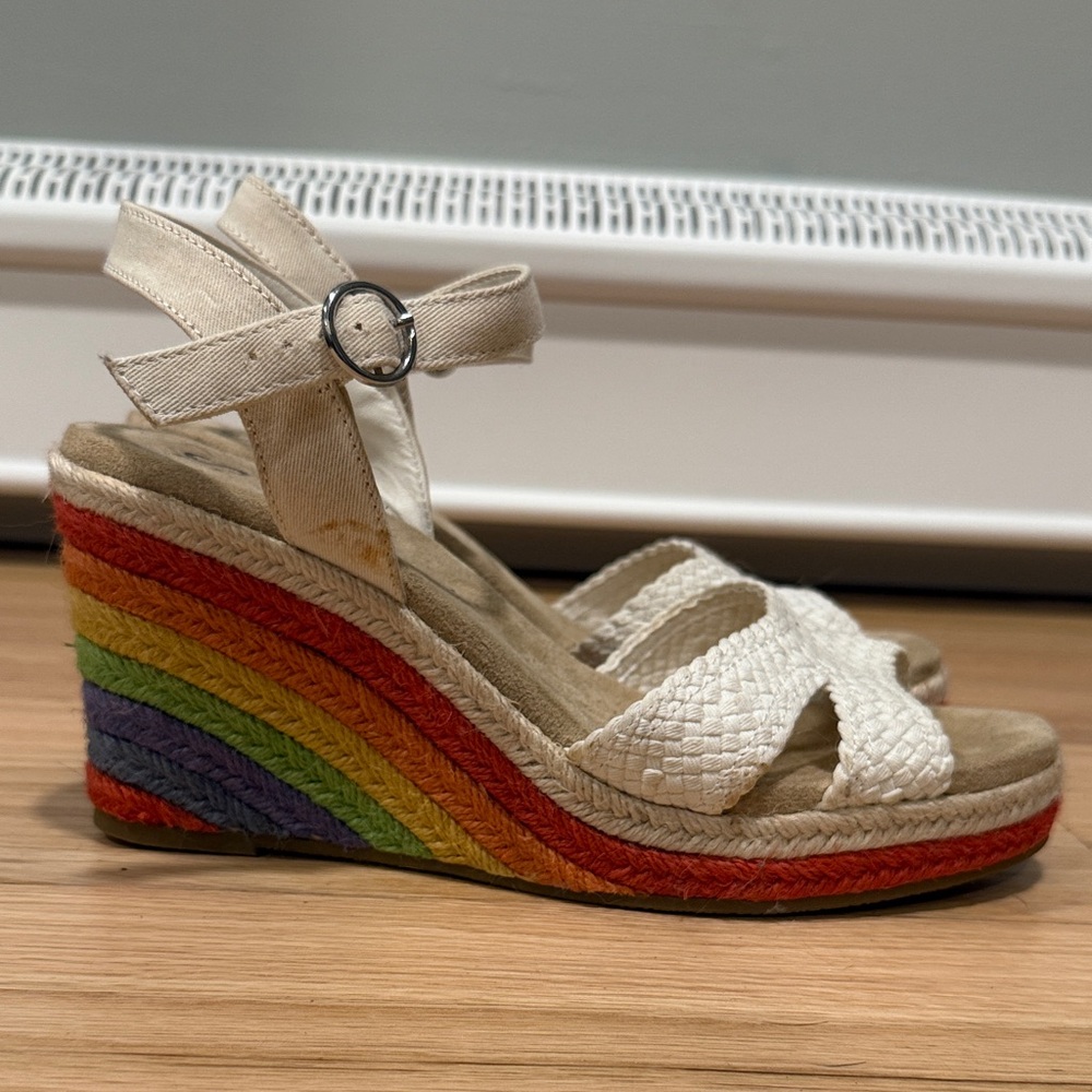 Rainbow Wedge Sandals